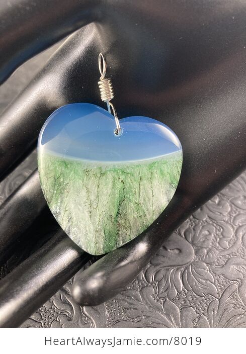 Heart Shaped Blue and Green Druzy Agate Stone Jewelry Pendant - #8iacyGSUxEU-6
