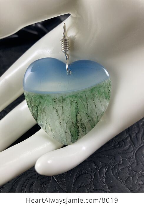 Heart Shaped Blue and Green Druzy Agate Stone Jewelry Pendant - #8iacyGSUxEU-7