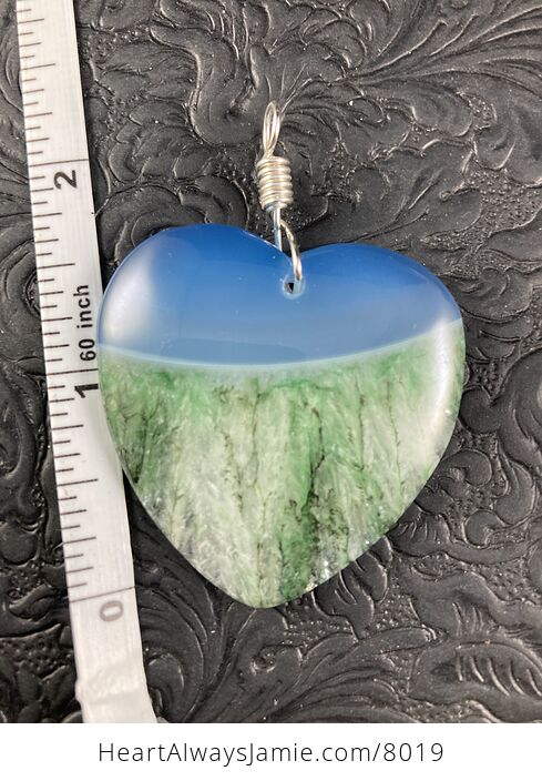 Heart Shaped Blue and Green Druzy Agate Stone Jewelry Pendant - #8iacyGSUxEU-5