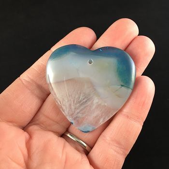 Heart Shaped Blue and White Drusy Agate Stone Jewelry Pendant #fepUI25K0MU