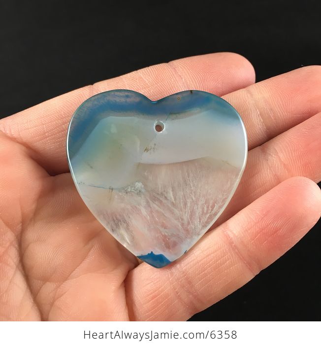 Heart Shaped Blue and White Drusy Agate Stone Jewelry Pendant - #fepUI25K0MU-6