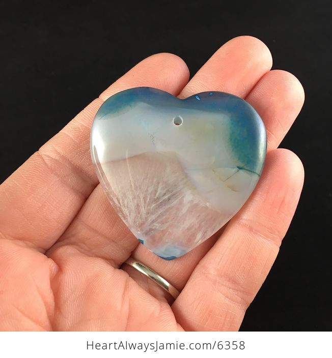 Heart Shaped Blue and White Drusy Agate Stone Jewelry Pendant - #fepUI25K0MU-1