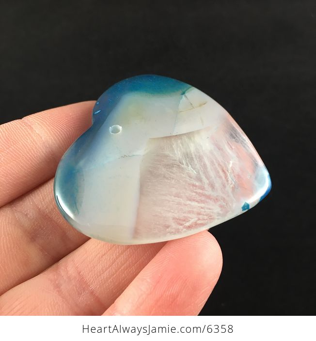 Heart Shaped Blue and White Drusy Agate Stone Jewelry Pendant - #fepUI25K0MU-4