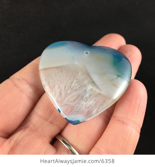 Heart Shaped Blue and White Drusy Agate Stone Jewelry Pendant - #fepUI25K0MU-2