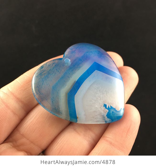 Heart Shaped Blue and White Drusy Agate Stone Jewelry Pendant - #tmL6rQlNWKo-3
