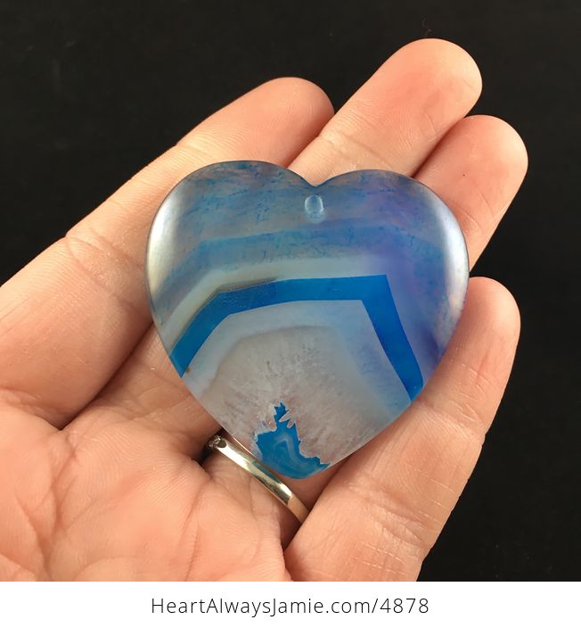 Heart Shaped Blue and White Drusy Agate Stone Jewelry Pendant - #tmL6rQlNWKo-1