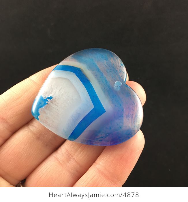 Heart Shaped Blue and White Drusy Agate Stone Jewelry Pendant - #tmL6rQlNWKo-4