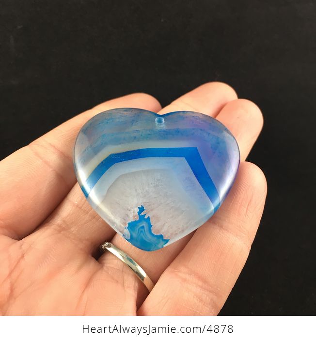 Heart Shaped Blue and White Drusy Agate Stone Jewelry Pendant - #tmL6rQlNWKo-2