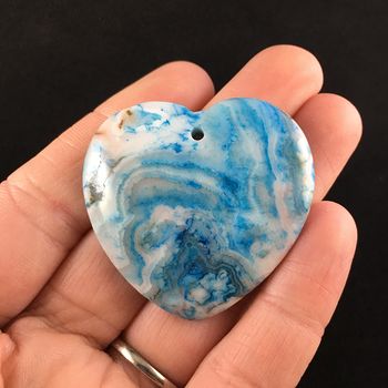 Heart Shaped Blue Crazy Lace Agate Stone Jewelry Pendant #RT2YlmuTUZo