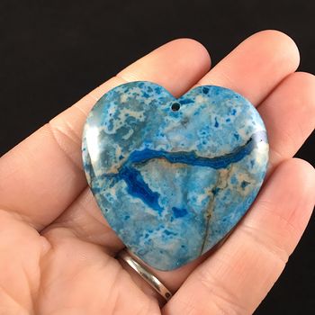 Heart Shaped Blue Crazy Lace Agate Stone Jewelry Pendant #TIpSZo29Brg