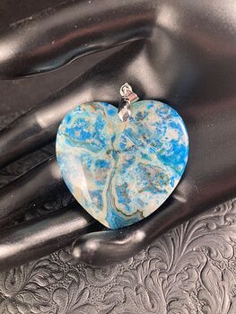 Heart Shaped Blue Crazy Lace Agate Stone Jewelry Pendant #WlZMZGCWLEs