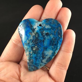 Heart Shaped Blue Crazy Lace Agate Stone Jewelry Pendant #XX5KPg6oP5o