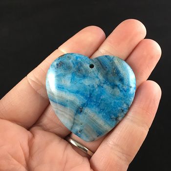 Heart Shaped Blue Crazy Lace Agate Stone Jewelry Pendant #iXzqUFGBzyI