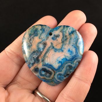 Heart Shaped Blue Crazy Lace Agate Stone Jewelry Pendant #jWr0dzCoJqM