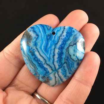 Heart Shaped Blue Crazy Lace Agate Stone Jewelry Pendant #sMIIvd1xsAU