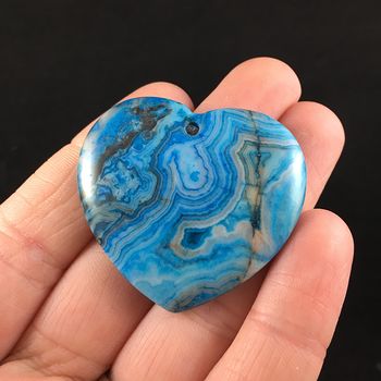Heart Shaped Blue Crazy Lace Agate Stone Jewelry Pendant #tfJPbXVFP4E