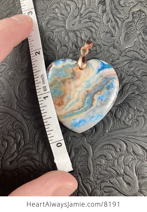 Heart Shaped Blue Crazy Lace Agate Stone Jewelry Pendant - #1Qw5Hx2UJEU-3