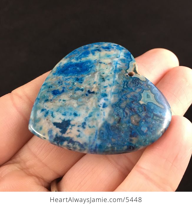 Heart Shaped Blue Crazy Lace Agate Stone Jewelry Pendant - #EFB5T9st8bg-3