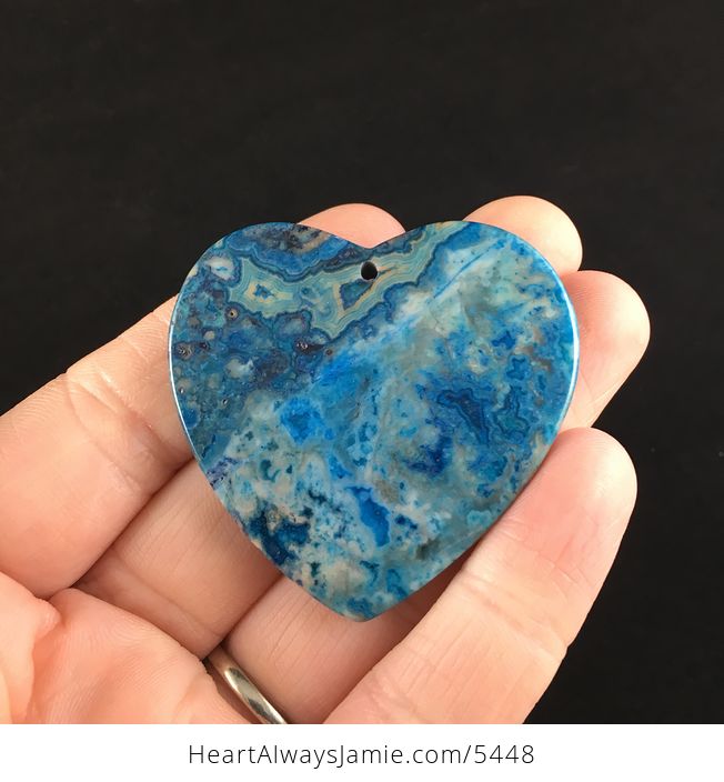Heart Shaped Blue Crazy Lace Agate Stone Jewelry Pendant - #EFB5T9st8bg-6