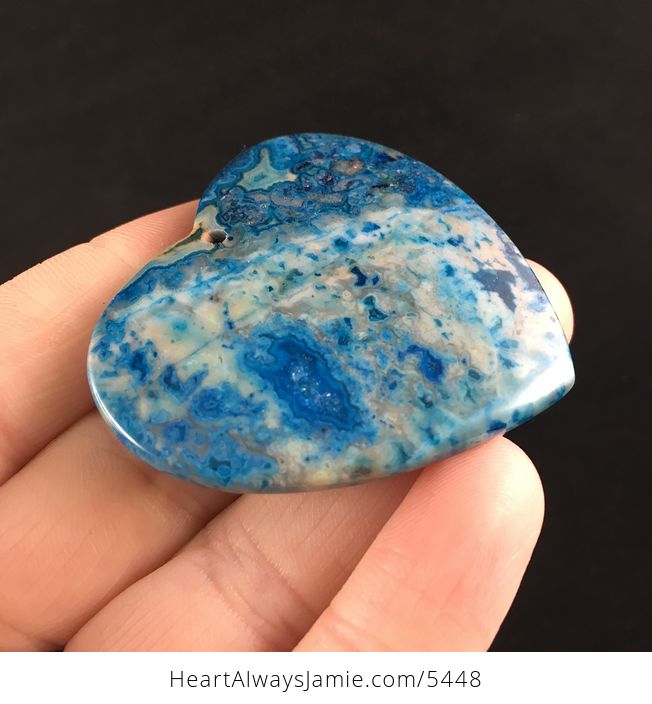 Heart Shaped Blue Crazy Lace Agate Stone Jewelry Pendant - #EFB5T9st8bg-4