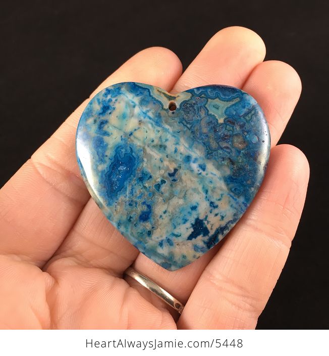 Heart Shaped Blue Crazy Lace Agate Stone Jewelry Pendant - #EFB5T9st8bg-1