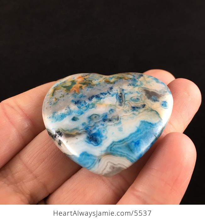 Heart Shaped Blue Crazy Lace Agate Stone Jewelry Pendant - #OAQF04ZhZyU-2