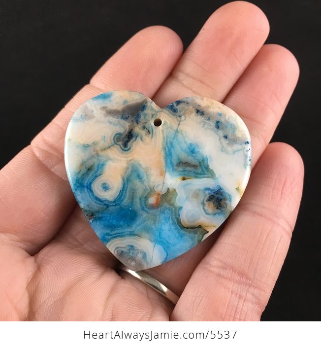 Heart Shaped Blue Crazy Lace Agate Stone Jewelry Pendant - #OAQF04ZhZyU-6