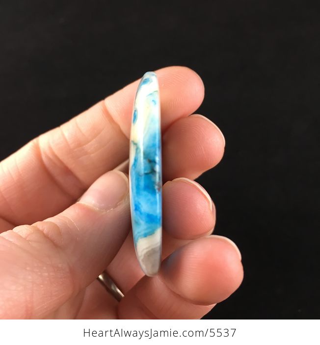 Heart Shaped Blue Crazy Lace Agate Stone Jewelry Pendant - #OAQF04ZhZyU-5