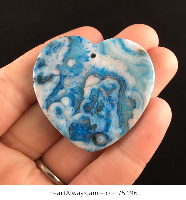 Heart Shaped Blue Crazy Lace Agate Stone Jewelry Pendant - #RT2YlmuTUZo-6