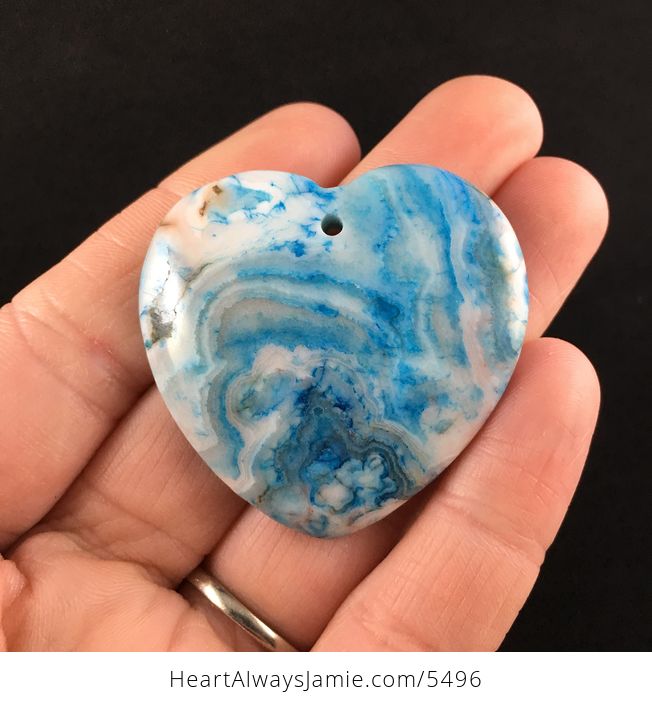 Heart Shaped Blue Crazy Lace Agate Stone Jewelry Pendant - #RT2YlmuTUZo-1
