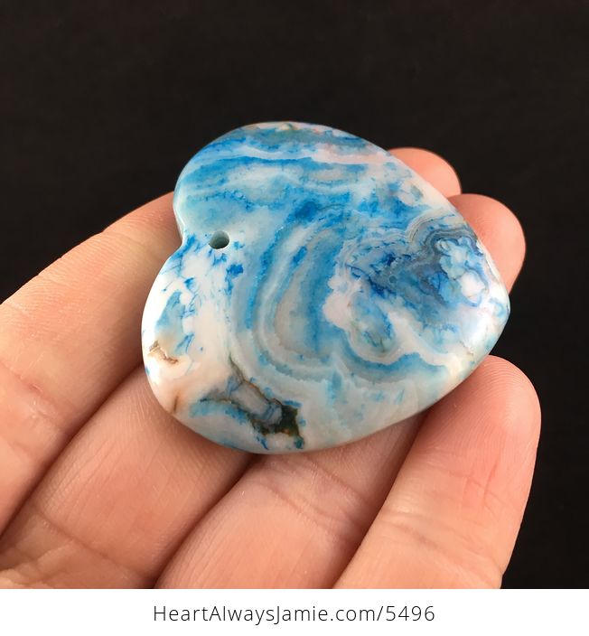 Heart Shaped Blue Crazy Lace Agate Stone Jewelry Pendant - #RT2YlmuTUZo-4