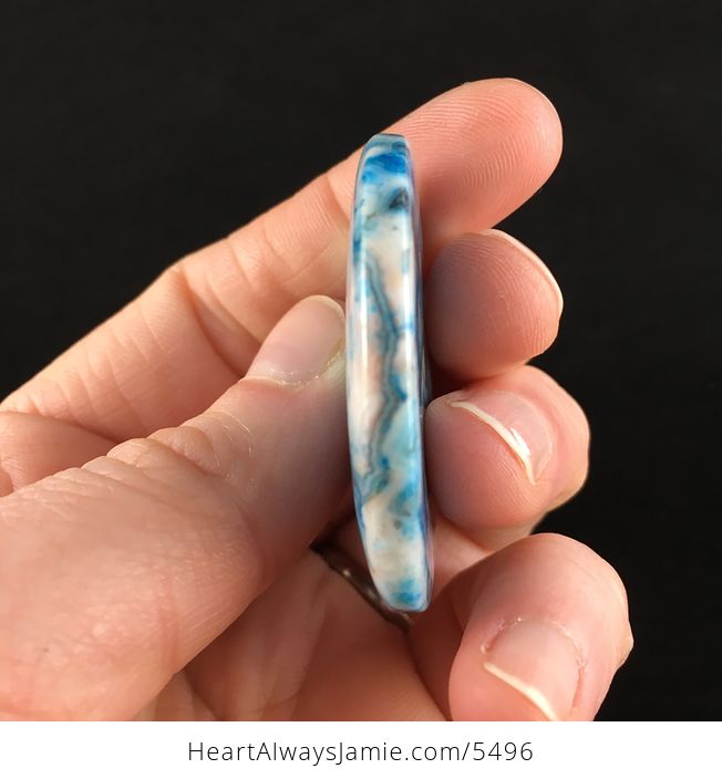 Heart Shaped Blue Crazy Lace Agate Stone Jewelry Pendant - #RT2YlmuTUZo-5
