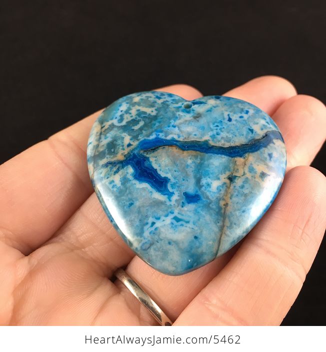 Heart Shaped Blue Crazy Lace Agate Stone Jewelry Pendant - #TIpSZo29Brg-2