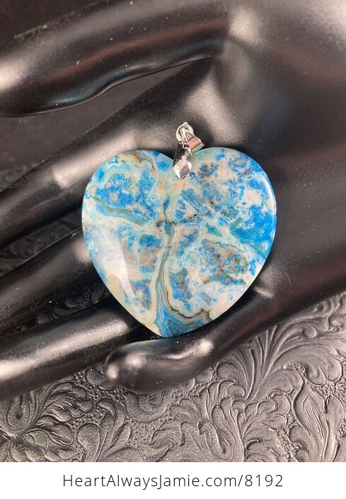 Heart Shaped Blue Crazy Lace Agate Stone Jewelry Pendant - #WlZMZGCWLEs-1