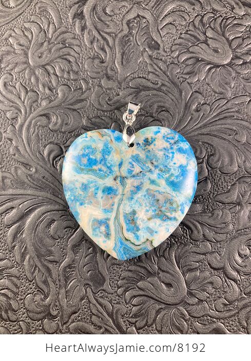 Heart Shaped Blue Crazy Lace Agate Stone Jewelry Pendant - #WlZMZGCWLEs-5