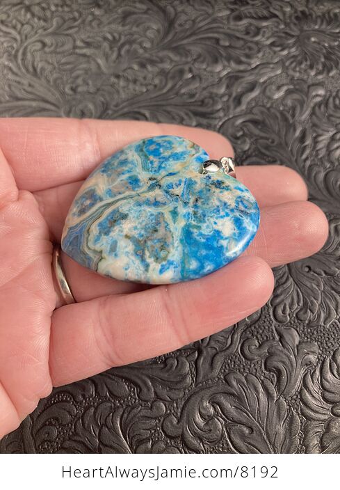 Heart Shaped Blue Crazy Lace Agate Stone Jewelry Pendant - #WlZMZGCWLEs-3