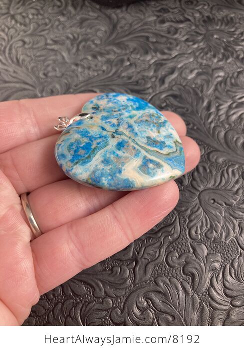 Heart Shaped Blue Crazy Lace Agate Stone Jewelry Pendant - #WlZMZGCWLEs-4