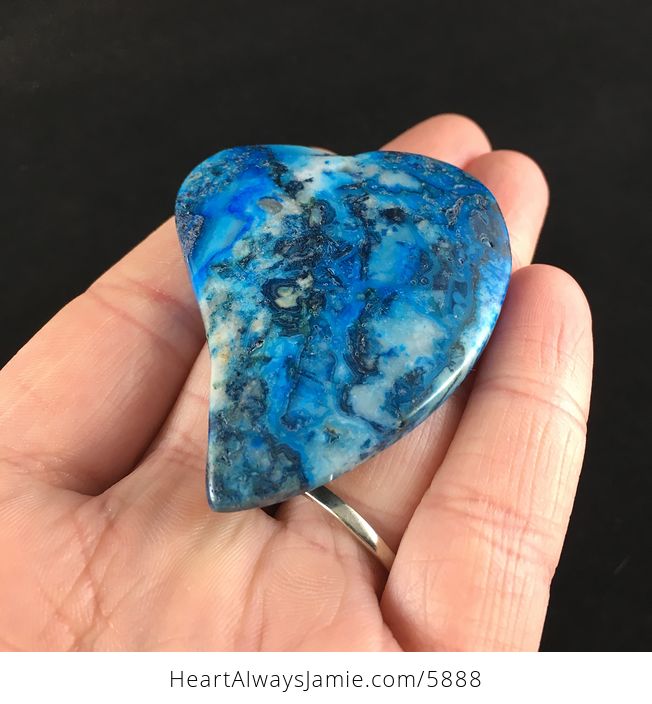 Heart Shaped Blue Crazy Lace Agate Stone Jewelry Pendant - #XX5KPg6oP5o-2