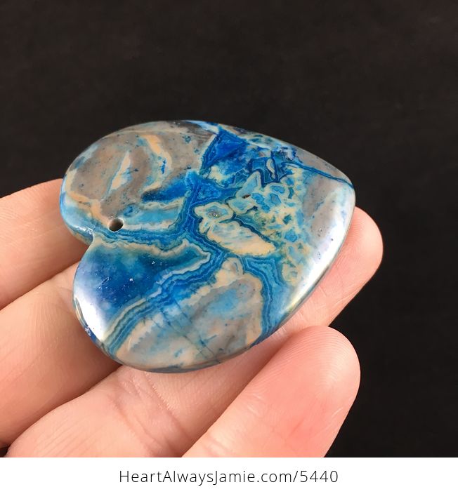 Heart Shaped Blue Crazy Lace Agate Stone Jewelry Pendant - #ZxPXmIcG91w-4