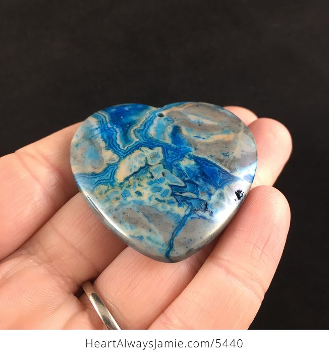 Heart Shaped Blue Crazy Lace Agate Stone Jewelry Pendant - #ZxPXmIcG91w-2