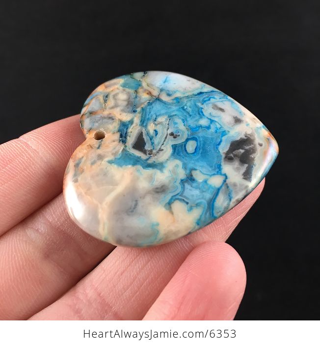 Heart Shaped Blue Crazy Lace Agate Stone Jewelry Pendant - #daPws1qwuDs-4