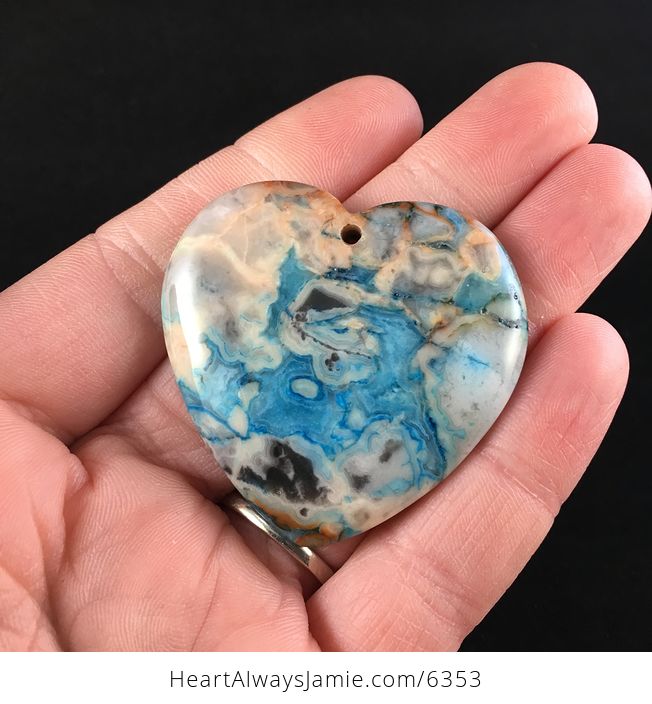 Heart Shaped Blue Crazy Lace Agate Stone Jewelry Pendant - #daPws1qwuDs-1