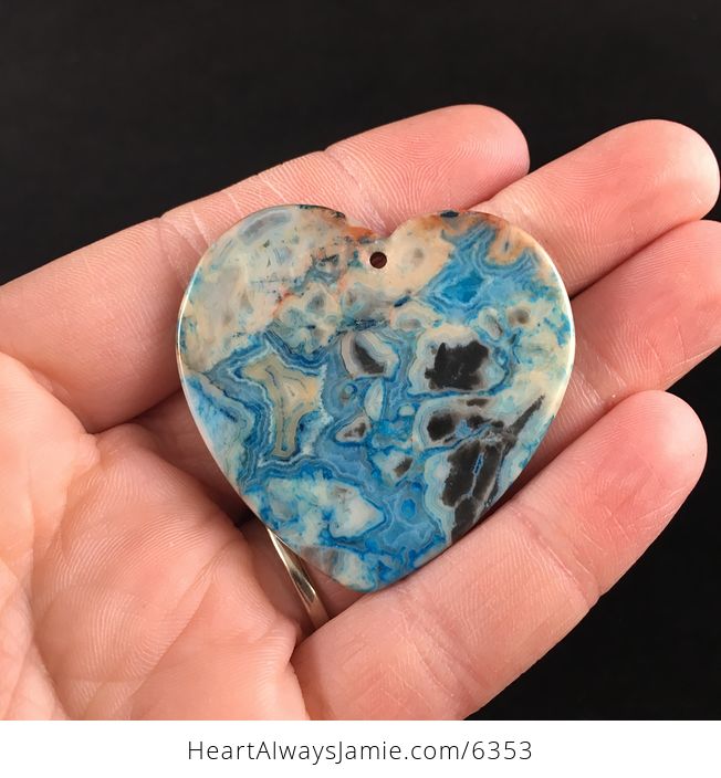 Heart Shaped Blue Crazy Lace Agate Stone Jewelry Pendant - #daPws1qwuDs-6