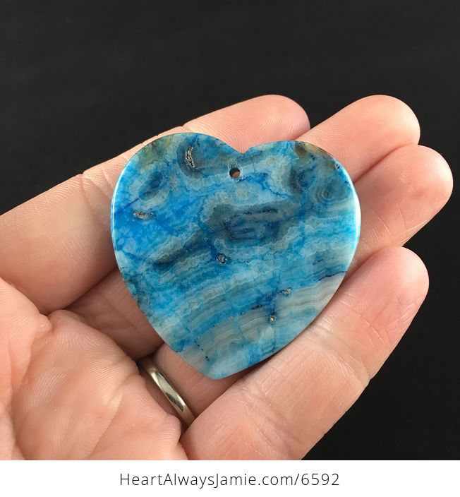 Heart Shaped Blue Crazy Lace Agate Stone Jewelry Pendant - #iXzqUFGBzyI-6