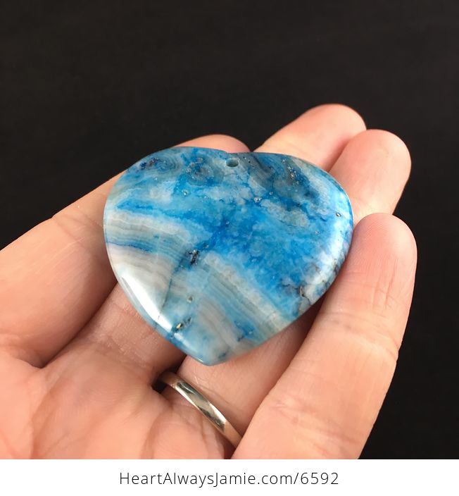 Heart Shaped Blue Crazy Lace Agate Stone Jewelry Pendant - #iXzqUFGBzyI-2