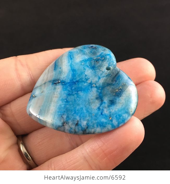 Heart Shaped Blue Crazy Lace Agate Stone Jewelry Pendant - #iXzqUFGBzyI-3
