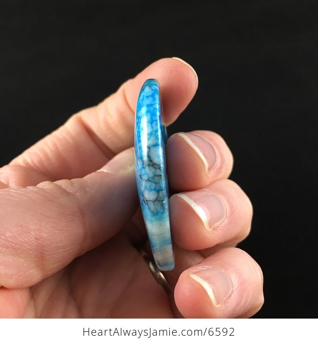 Heart Shaped Blue Crazy Lace Agate Stone Jewelry Pendant - #iXzqUFGBzyI-5