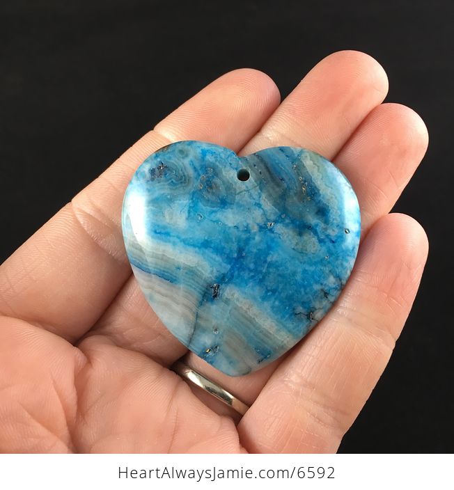 Heart Shaped Blue Crazy Lace Agate Stone Jewelry Pendant - #iXzqUFGBzyI-1