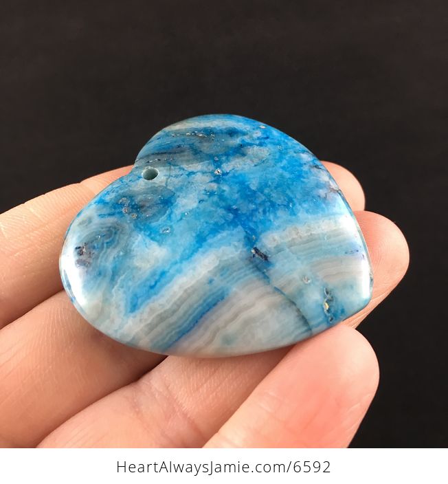 Heart Shaped Blue Crazy Lace Agate Stone Jewelry Pendant - #iXzqUFGBzyI-4
