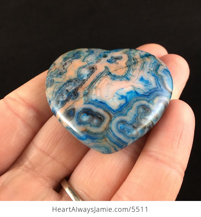 Heart Shaped Blue Crazy Lace Agate Stone Jewelry Pendant - #jWr0dzCoJqM-2